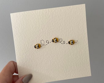 Handmade BLANK bee card, bee blank card, bee card, bee lovers, bees handmade, bees, blank card