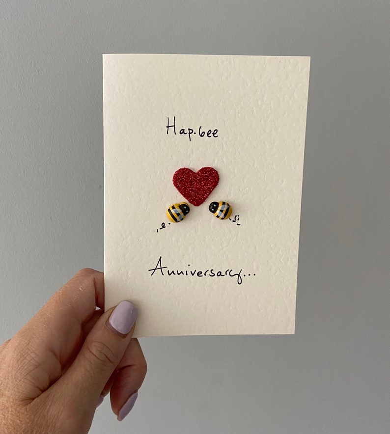 Handmade bee ANNIVERSARY card, happy anniversary, bee card, anniversary, handmade, bee lovers 