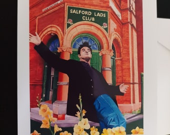 Tarjeta en blanco de Morrissey, interior en blanco con sobre, envuelta en plástico. The Smiths, Salford Lads Club, tamaño A6