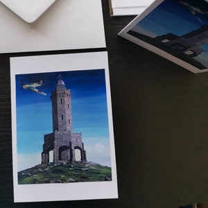 Tour Darwen, carte de voeux vierge A6 avec enveloppe et sac, National Heritage, Lancashire