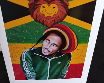 Bob Marley BLANK Card, Jamaica, Rasta Lion. Wailers, Blank Inside