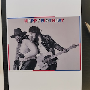 Bruce Springsteen, Happy Birthday, Born To Run, VS, wenskaart, blanco binnenkant, - Ik heb de baas vorig jaar geschilderd in acrylverf op canvas