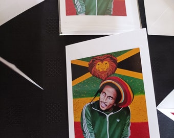 Bob Marley BLANK Card, Jamaica, Rasta Lion. Wailers, Blank Inside