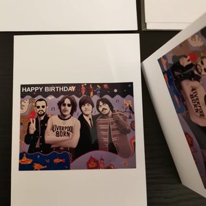 Biglietto di auguri di compleanno dei Beatles, John Lennon, Paul McCartney, Ringo Starr, George Harrison. Busta e polybag inclusi. The Beatles