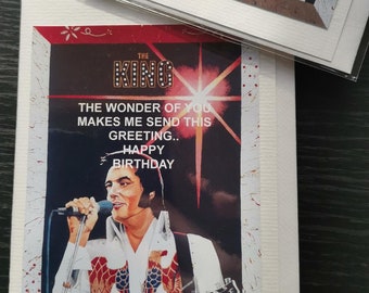 Elvis, Birthday card, Elvis Presley, Happy Birthday Card, envelope and plastic wrapped, 2 design options