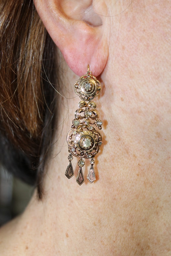 Details about   Beautiful Victorian Earrings in 18k Gold with Diamond 