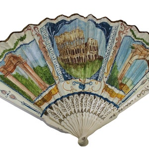 Victorian Grand Tour fan with views of Rome