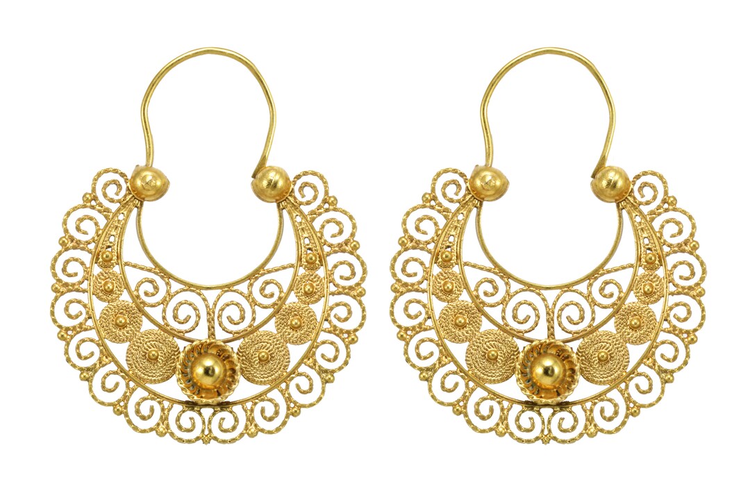 Gold Filagree Coin Earring main image 0
