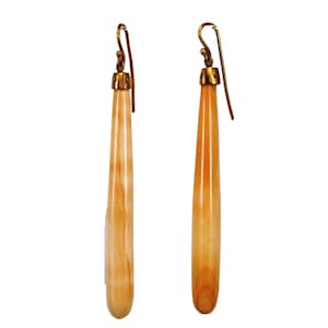 Victorian coral drop 14K gold dangle earrings