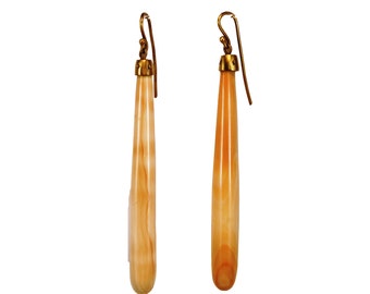 Victorian coral drop 14K gold dangle earrings