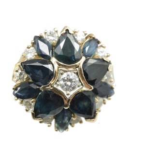 Vintage sapphire diamond 18k gold ring