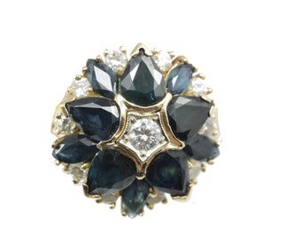 Uitstekende saffier diamant 18k gouden ring