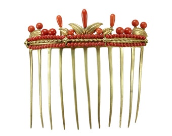 Victorian coral silver gilded tiara