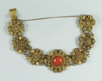 Victorian gold cannetille coral bracelet