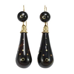 Victorian piquè 14K gold dangle earrings