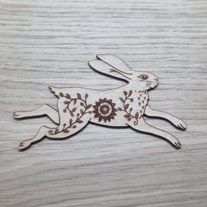 Folk Art Hare, wooden decoration, laser etched and cut