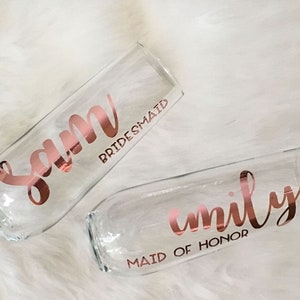 Personalized Stemless Champagne Flute: Bridal Party Gift