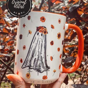 Cottagecore Floral Ghostie Coffee Mug Spooky Mug Ghost Autumn Kitchen Decor