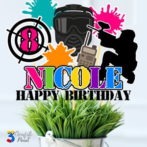 Editable Paintball Centerpiece  Template, Paintball Centerpiece , Paintball Birthday Party, Paintball Party, Splattered Paint Label