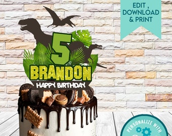 Dinosaur Cake Topper printable, T-Rex Cake Topper, Jurassic Park, Dinosaur Birthday cake topper, Dinosaur Birthday, cake topper