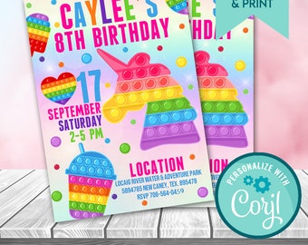 Pop It Invitation, Pop Fidget Invitation, Pop It Fidget Toy Invitation, Pop It Birthday, Pop It Party