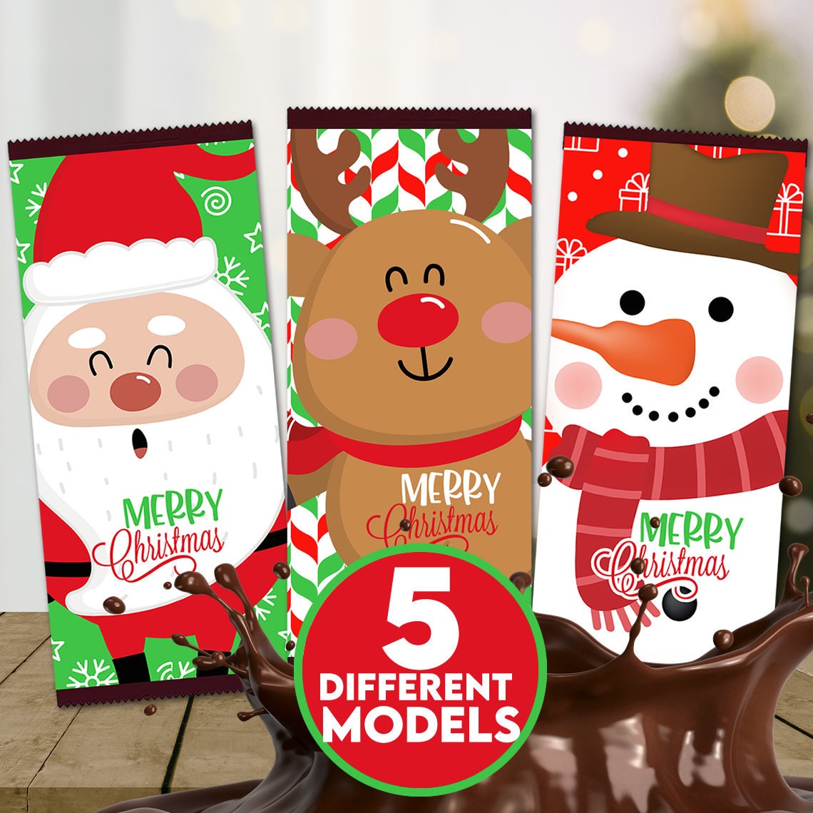 Christmas Candy Bar Wrappers: Holiday Party Favors (Digital Download)