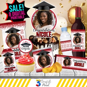 EDITABLE CLASS 2023 Graduation Big BUNDLE ,class of 2023, Graduation Chip Bag, Graduation water,Graduation candy