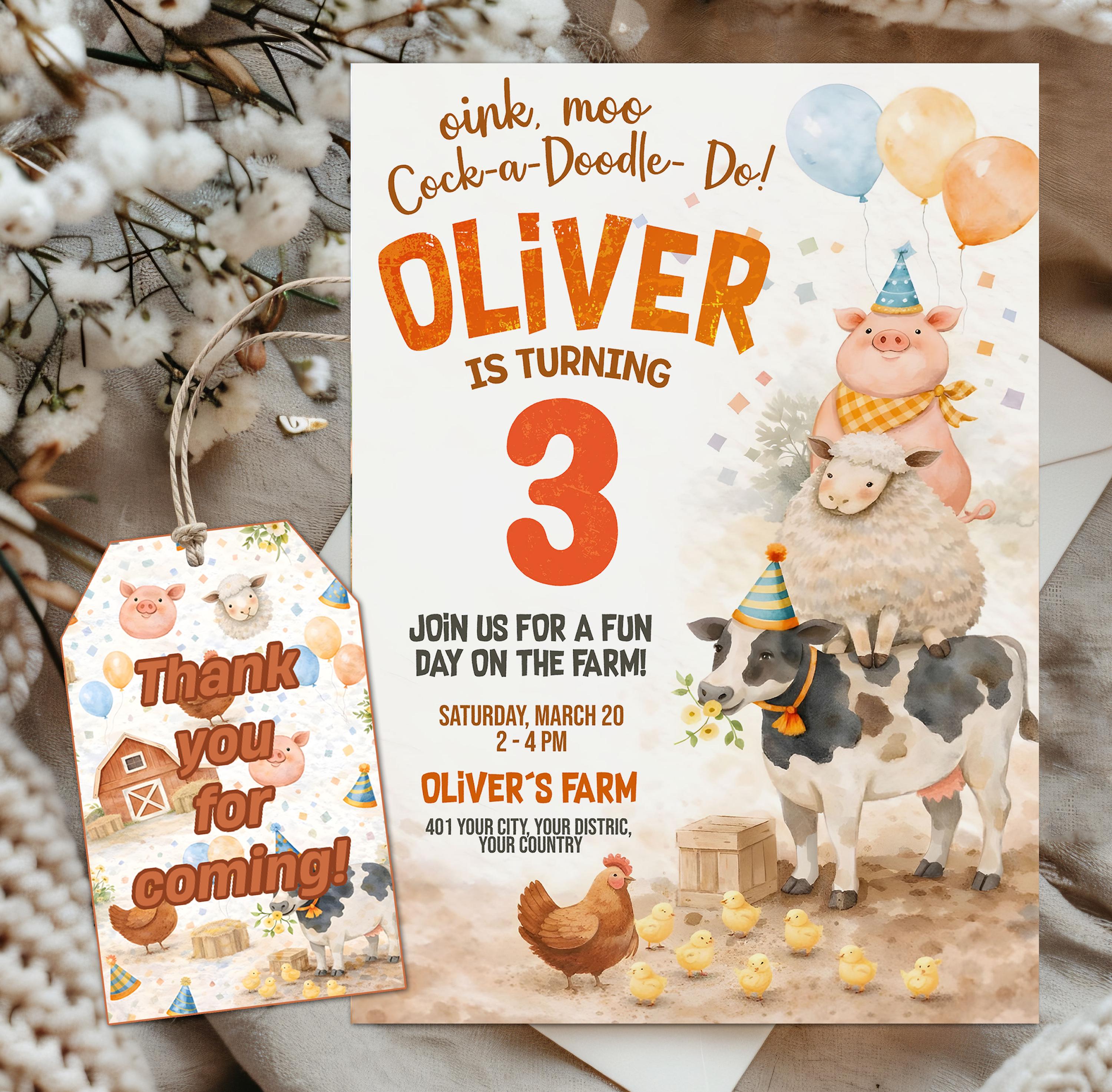Editable Farm Birthday Invitation, Barnyard Bash Party (digital ...
