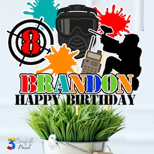 Editable Paintball centerpiece  Template, Paintball centerpiece, Paintball Birthday Party, Paintball Party, Splattered Paint Label