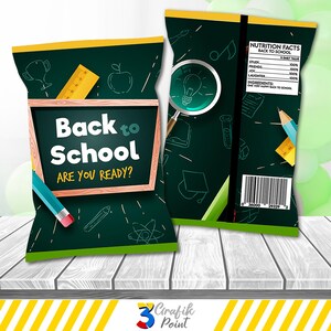 Instant Download Back to School  chip bag, Back to School , Back to School Chips, Back to School  Label