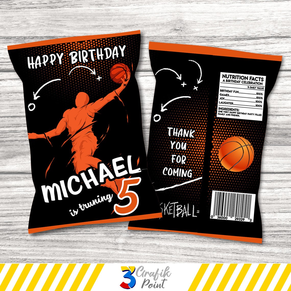 Basketball Chip Bag Sport Chip Bag Basketball Topper Etsy