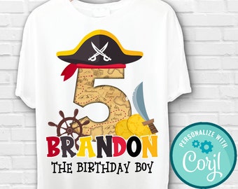 Editable Pirate Birthday T-Shirt Iron-On Transfer: Treasure Map Design (Digital)