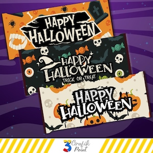 Emballages de barres chocolatées d&#39;Halloween : cadeaux à imprimer (PDF)