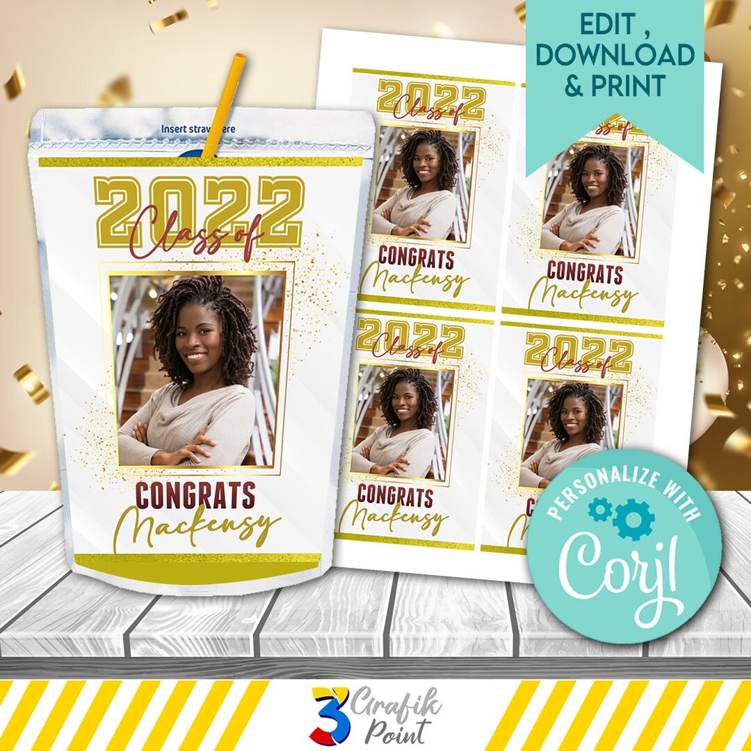 Graduation Juice Label, Class of 2023 Capri Sun, Congratulations Juice ...