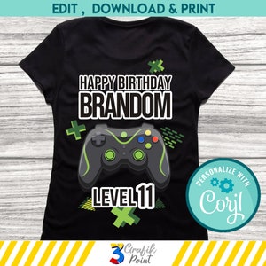 Gamer Geburtstag Bügelbilder, Videospiel Party T-Shirt, Gamer Transfer Bilder, T-Shirt, Geburtstag Bügelbild