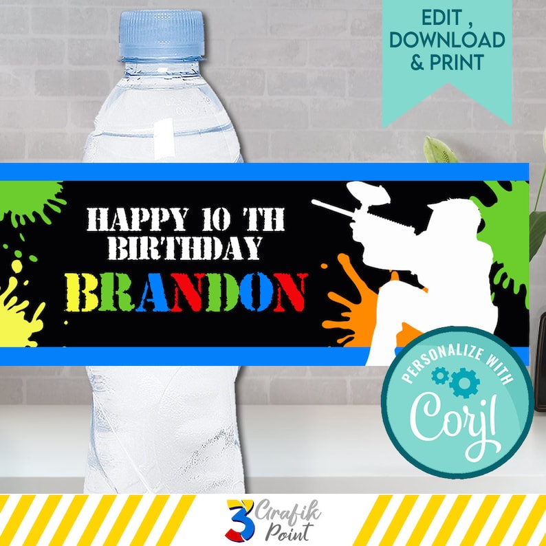 Editable Paintball Water Label Template Paintball Water Etsy