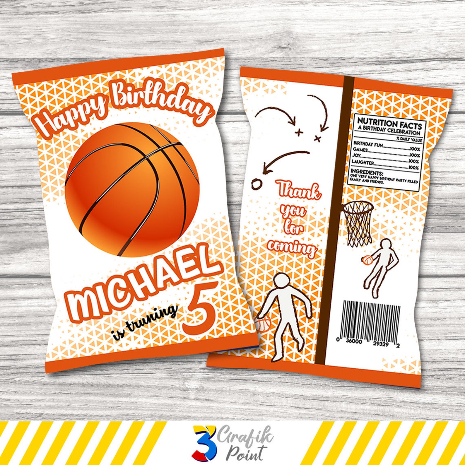 Basketball Chip Bag Sport Chip Bag Basketball Topper Etsy