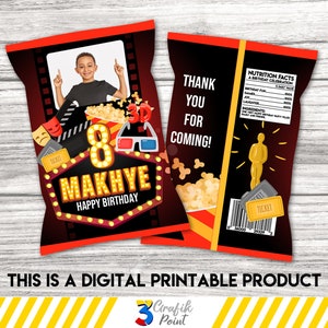 Hollywood Birthday Chip Tüte: Roter Teppich Kino Party (Digitaler Download)