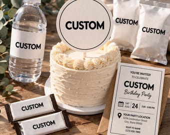 Custom 5 Item Birthday Celebration Bundle, Personalized Decor Set, Email Delivery Service