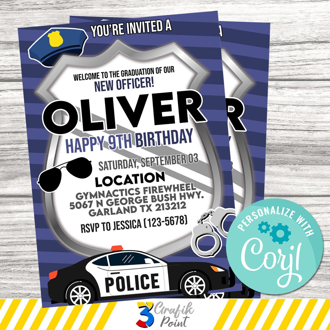 Editable Police Birthday Invitation Template Police Birthday - Etsy