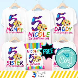 Editable Art Paint Party Iron on Transfer T-shirt Bundle Template,  Paint Party Birthday, Craft Party,  Iron on Transfer T-shirt