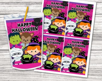 Halloween Juice Pouch Labels, Halloween Juice Labels, Printable Juice Wrappers, Halloween  birthday, Halloween Capri Sun Label