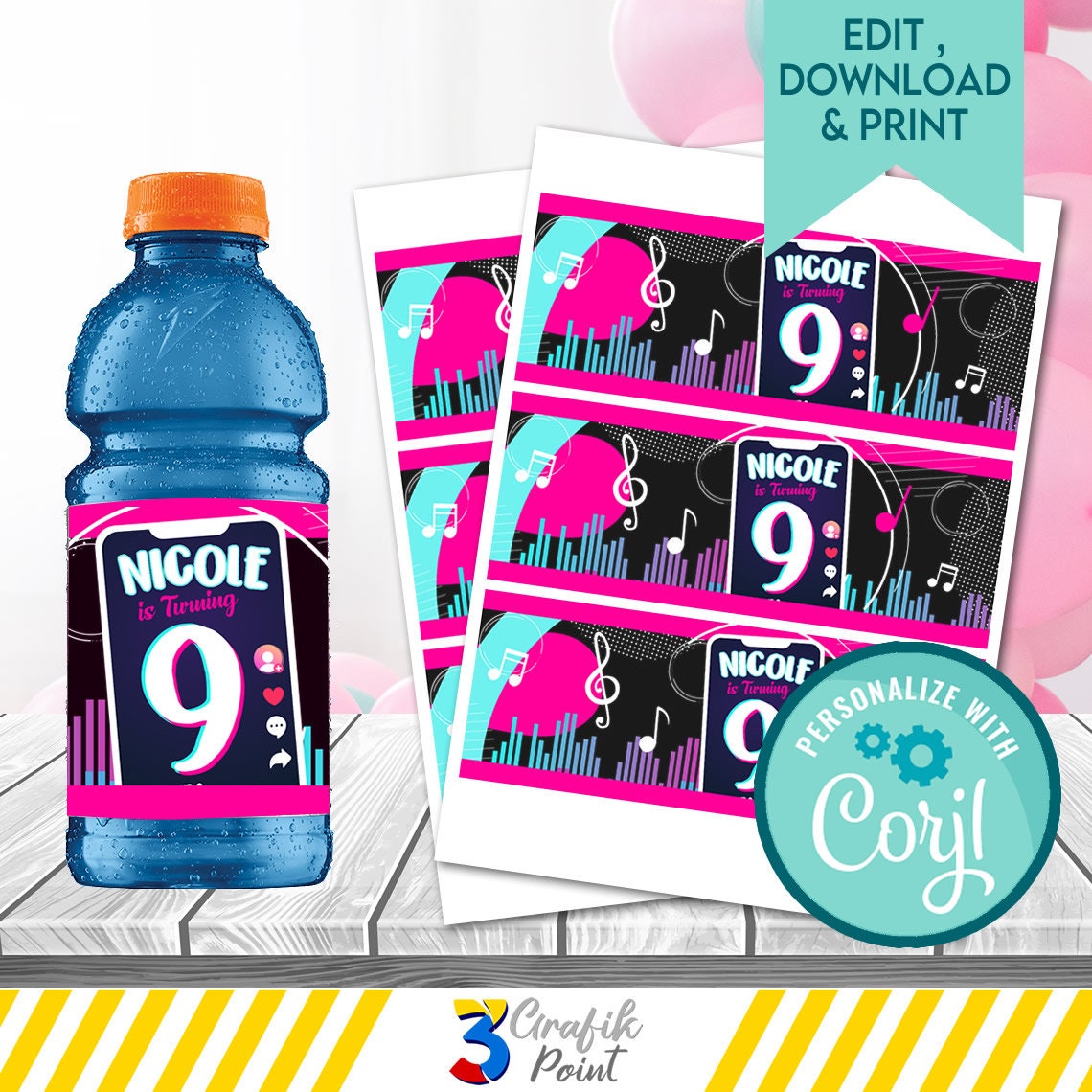 Musical GATORADE bottle Label printable, musical gatorade Label , musical Birthday, dance gatorade Label , custom gatorade bottle Label
