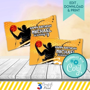 Editable Basketball Birthday Rice Krispies Wrapper (Digital Download)