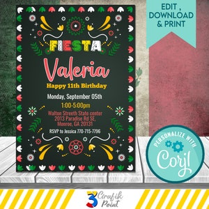 Editable Fiesta Mexican Invitation, Fiesta invite, Taco Fiesta birthday invitation, Taco Mexican Birthday Invitation