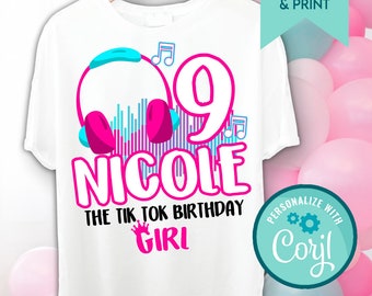 Musical Birthday Girl Iron On Transfer: Party T-Shirt Image (Digital Download)