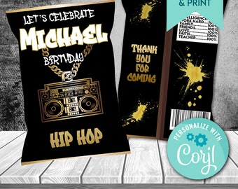 Editable Hip Hop Birthday Chip Bag Template (Digital Download)