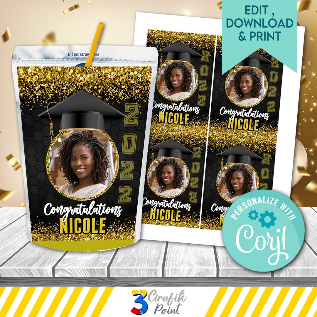 EDITABLE CLASS 2023 Graduation Juice Label, Class of 2023 Capri Sun ...