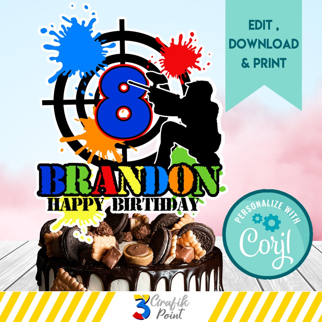 Editable Paintball Cake Topper Template Paintball Cake Etsy