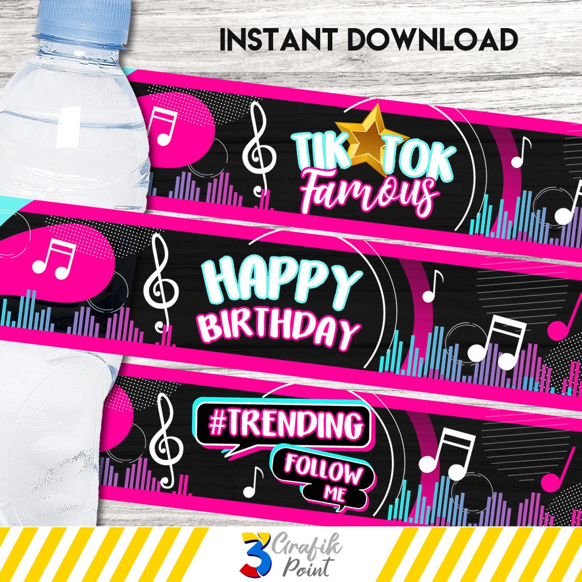 Musical Water Bottle Label, Musical Water Bottle , Printable Water ...